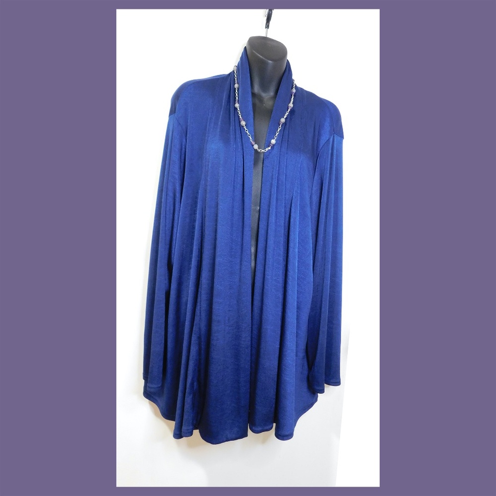 Navy Blue Long Sleeve Cover Up Cardigan by Chelsea Studio Size L